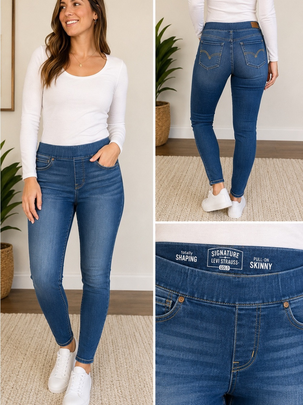 Levi Strauss Jeans Size 4 Short W27 L30 Medium Blue Wash Pull-On Skinny